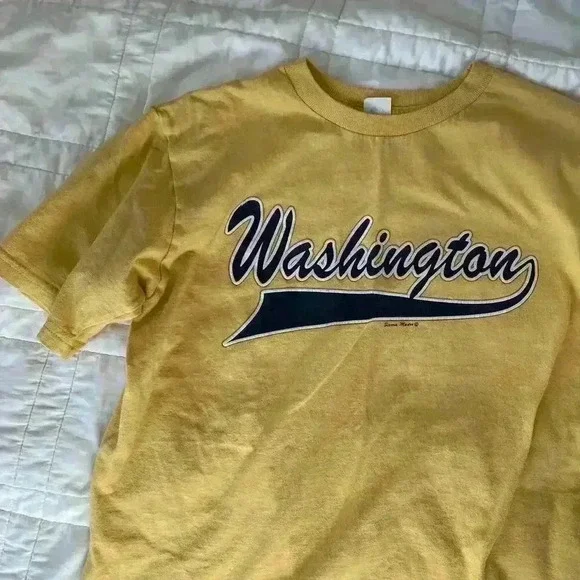 Vintage butter yellow yellow graphic t shirt washington state mens medium casual - Picture 2 of 2